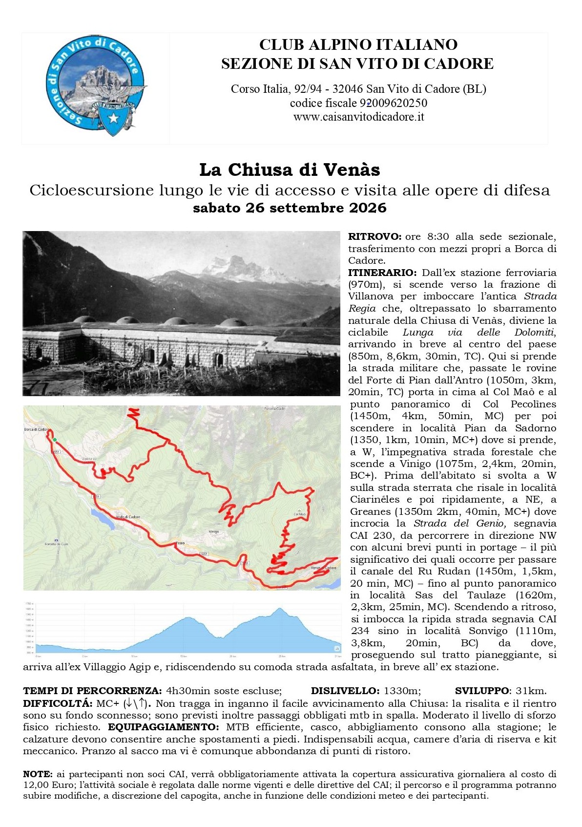 CAI - Sez.San Vito di Cadore - CicloEscursionismo 2026
